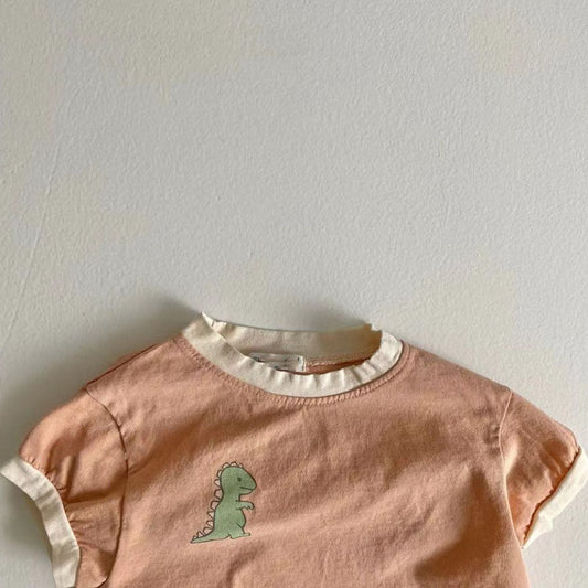 Baby Cotton Short Sleeve Dinosaur Print Casual Bodysuit