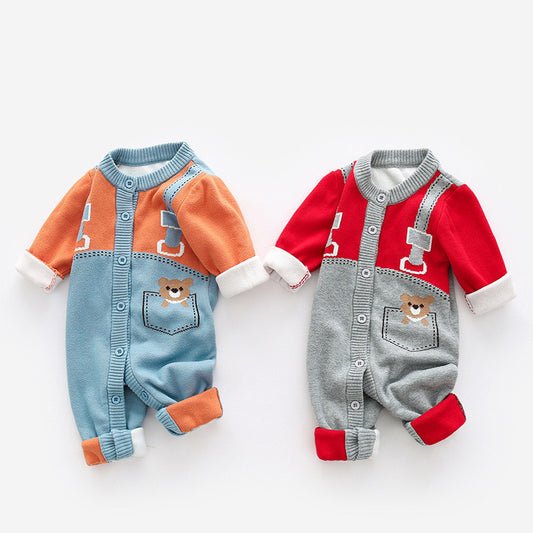 Knitted Double-layer Combed Cotton Baby Bodysuit