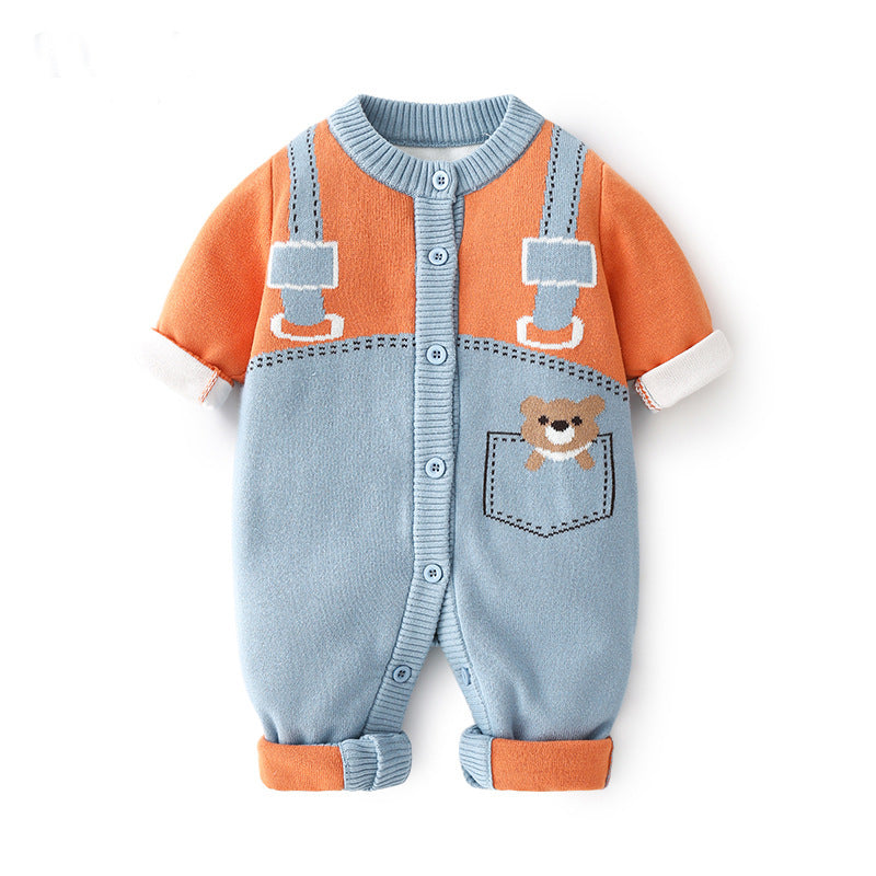 Knitted Double-layer Combed Cotton Baby Bodysuit