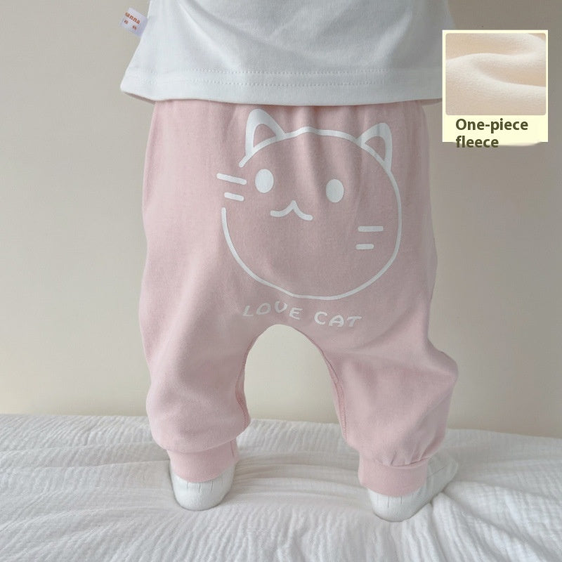 Baby Fleece-lined Cotton Men And Women Baby Single-layer Fleece-lined Cotton Pants