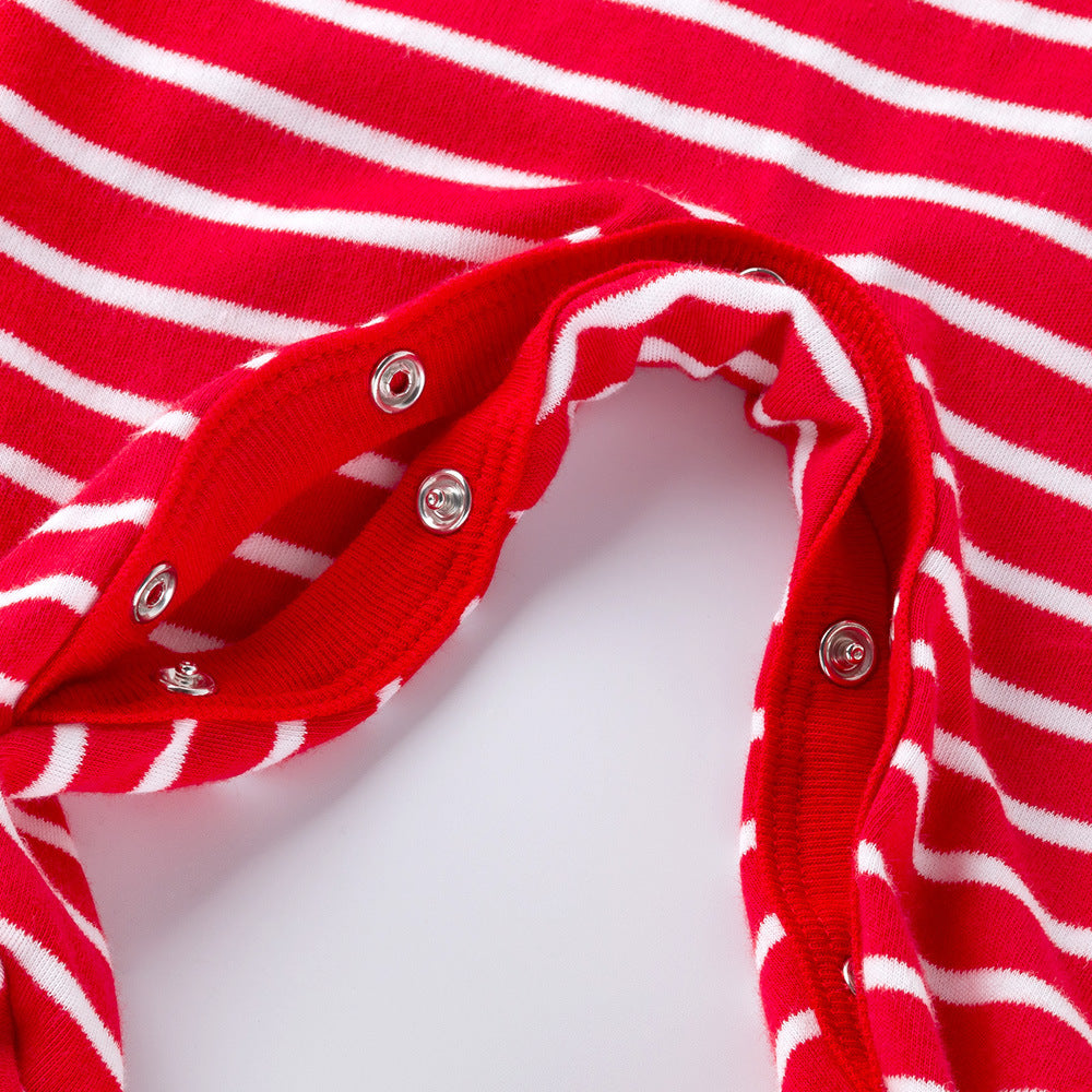 High-quality cotton long-sleeved striped bodysuit