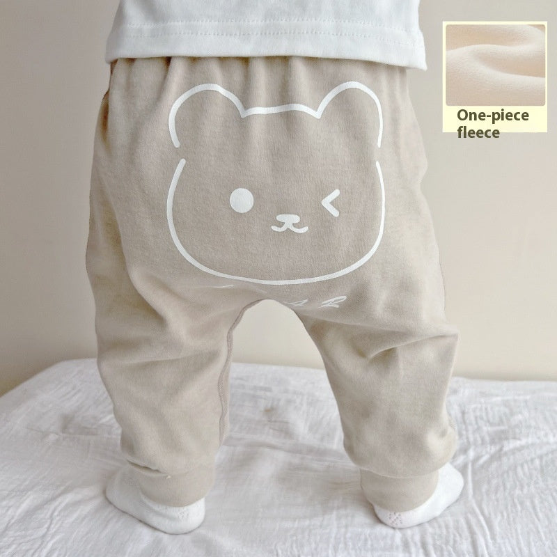 Baby Fleece-lined Cotton Men And Women Baby Single-layer Fleece-lined Cotton Pants