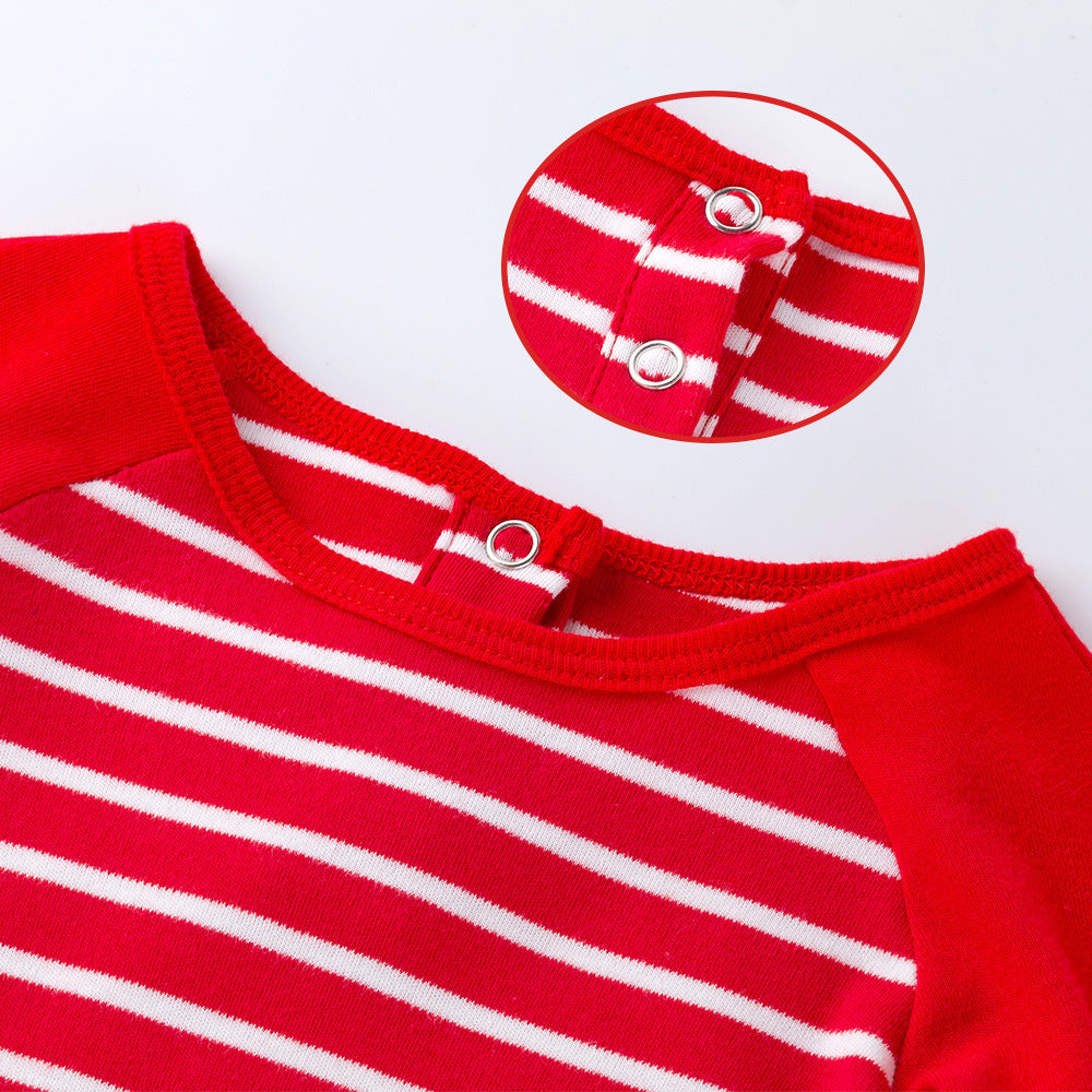 High-quality cotton long-sleeved striped bodysuit