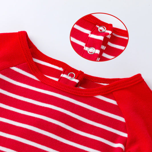 High-quality cotton long-sleeved striped bodysuit