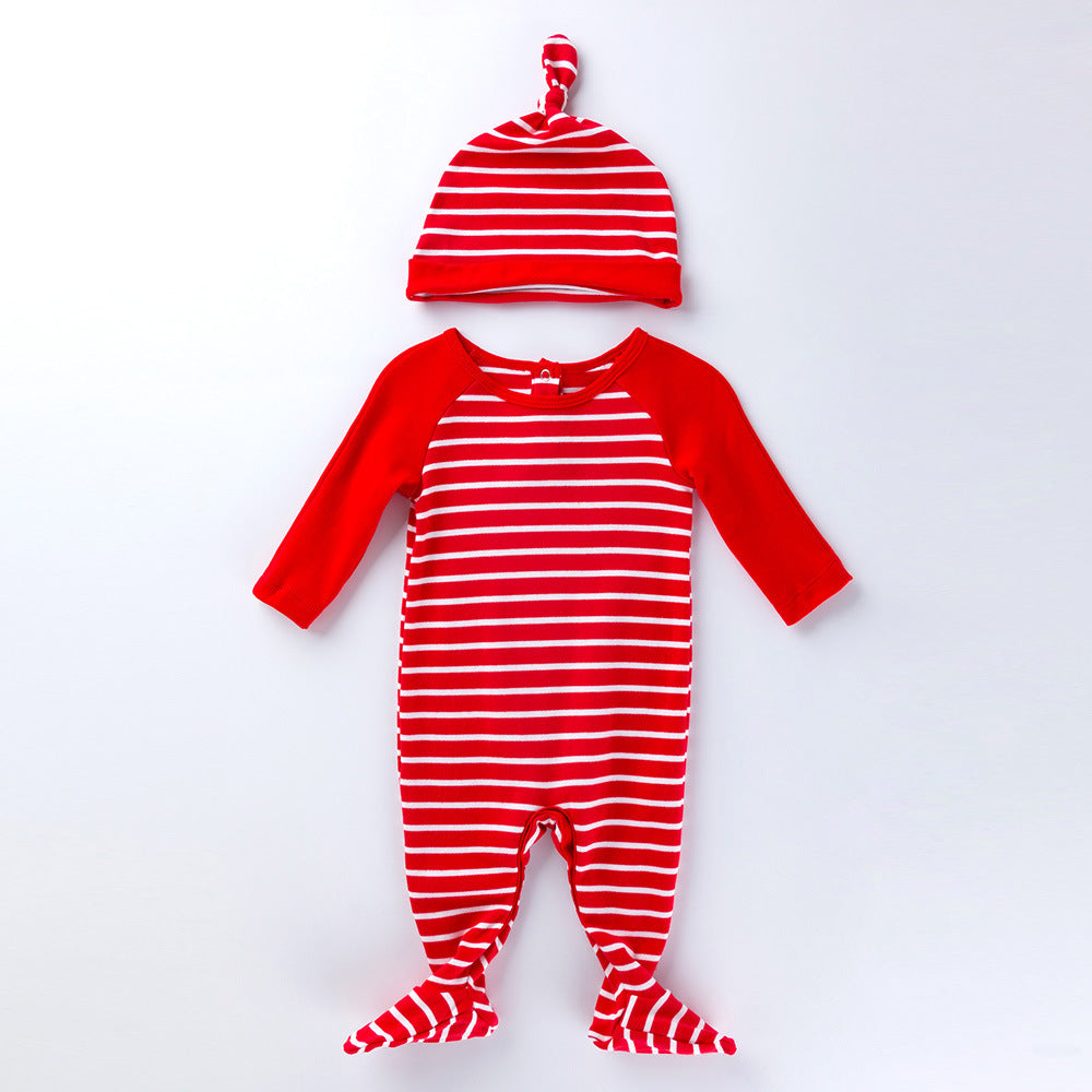 High-quality cotton long-sleeved striped bodysuit