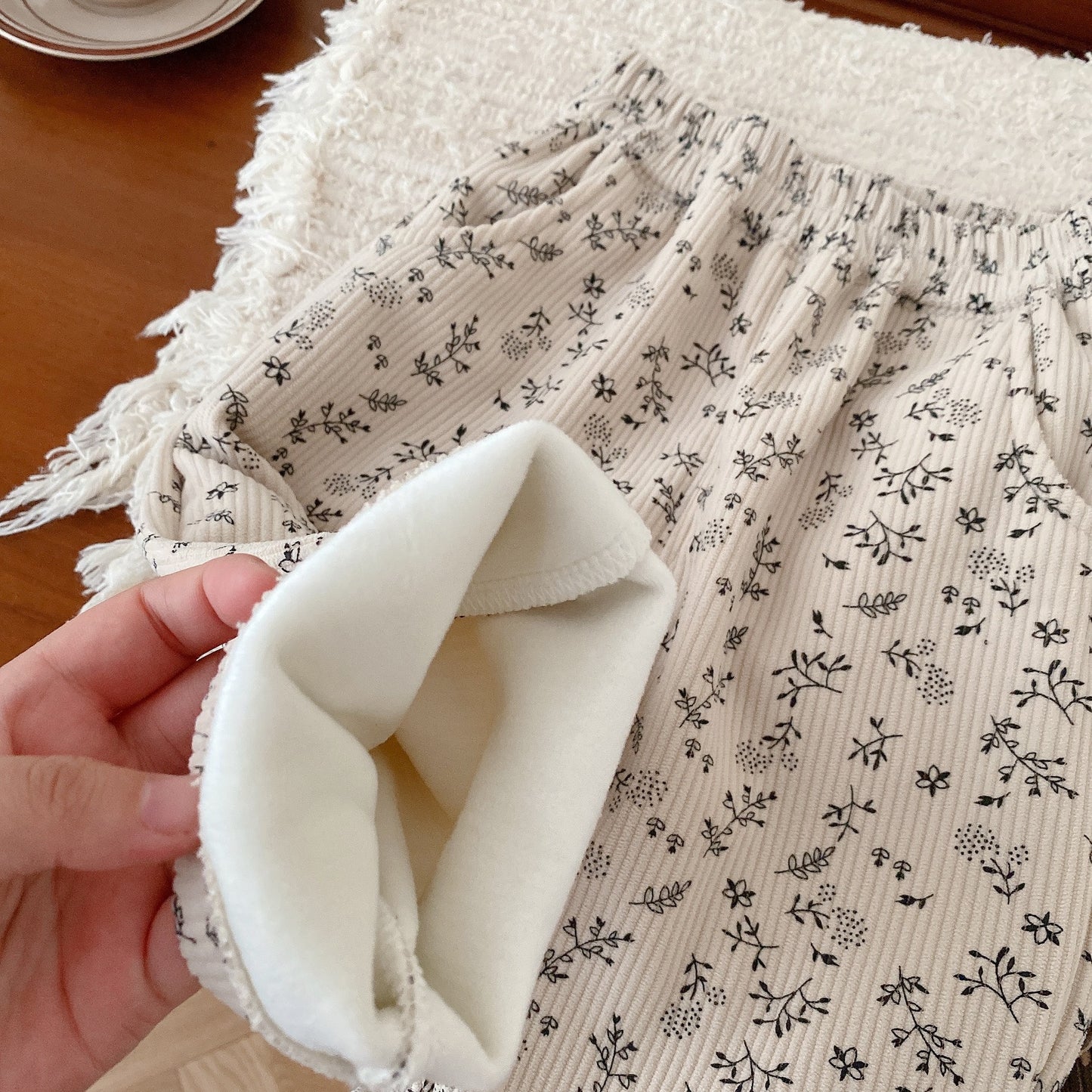 Children's Floral Fleece-lined Pants Warm Pants Babies' Trousers