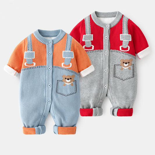 Knitted Double-layer Combed Cotton Baby Bodysuit
