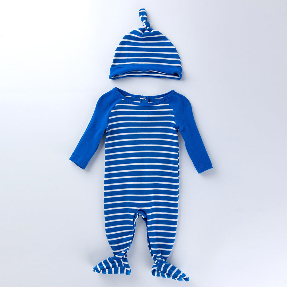 High-quality cotton long-sleeved striped bodysuit