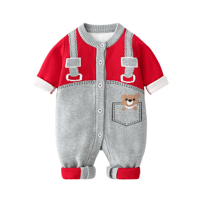 Knitted Double-layer Combed Cotton Baby Bodysuit