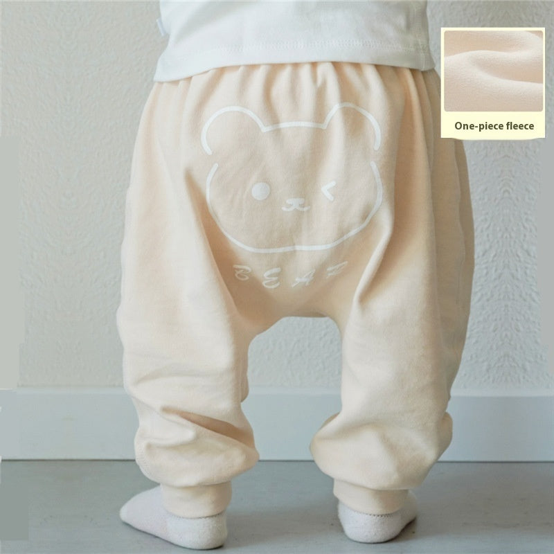 Baby Fleece-lined Cotton Men And Women Baby Single-layer Fleece-lined Cotton Pants